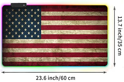 Meffort Inc RGB Gaming Mouse Pad - Large LED Gaming Mouse Mat with Custom Design Stitched Edges (23.6 x 13.7 Inch, USA Flag) - color: Usa Flag, size: 23.6 x 13.7 Inch