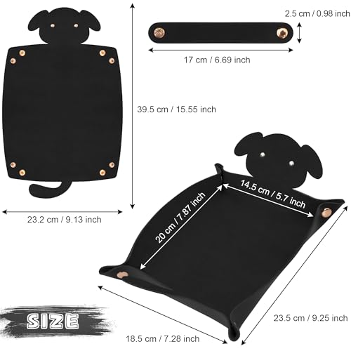 SIQUK 2 Pieces Dog Dice Tray Folding Dice Rolling Trays PU Leather Scroll Dices Holder Storage for D&D RPG Games (Black, Red) - color: Black, Red