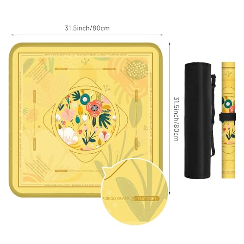 Deyimmei Mahjong Mat for Table - Non-Slip Mahjong Table Cover with Storage Pockets, Perfect Mahjong Accessories & Gifts for Women, Men, and Mahjong Enthusiasts (Golden Meadow) - style: Golden Meadow