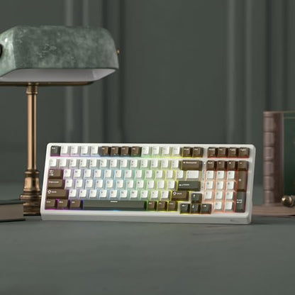 RK ROYAL KLUDGE F99 Wireless Mechanical Keyboard with Numper Pad, Tri-Mode Hot Swappable 95%100 Keys Gaming Keyboard Linear Creamy Switch, RGB Backlit Gaming Keyboard for PC/Tablet/Xbox/PS4/PS5 - color: Palm Green, size: Linear Cream Switch