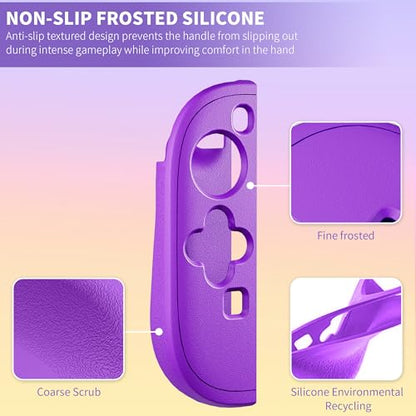 PAWDIARY Silicone Switch 2 Controller Grip Case, Frosted Handheld Switch 2 2025 Controller Protective Cover Skin and 2 Thumb Caps, [2 Pieces] Comfort Anti-slip Softshell - Purple&Orange - color: Purple-Orange