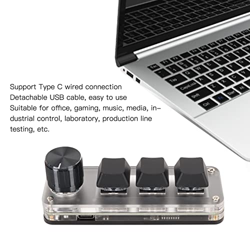 Yoidesu USB Mini 3 Keys Keypad with Knob, One Handed Mechanical Gaming Keyboard, DIY Programming Macro Keypad Shortcut Custom Function for OSU Standard Keyboard (Black) - color: Black