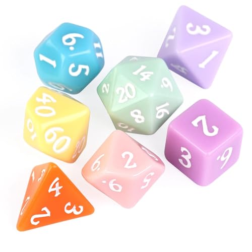 DND Dice Set -D&D Polyhedral Dice (7 Pcs) with Gift Leather Dice Bag for Role Playing Dice Games RPGs(7Pcs-Macaron) - color: 7pcs-macaron