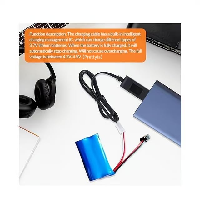 Gazechimp 3.7v Lithium Battery Charger | Replacement for Carrera Mario Remote Control RC Car Battery, USB Charging Cable Cord XH2.54mm 2P female connector
