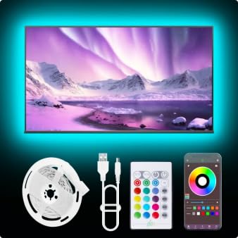 NBBUFF 16.4FT USB RGB Led Lights for TV 32-75Inch with Remote & App Control | TV Led Backlight Music Sync Color Changing, USB Light Strip with Remote, App Control Led Lights for Bedroom, Gaming - size: 16.4 ft