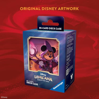 Ravensburger Disney Lorcana TCG Deck Box Featuring Mickey Mouse - Wayward Sorcerer | Securely Store 80 Sleeved Cards | Durable Portable Organizer for TCG Players | for Ages 8+
