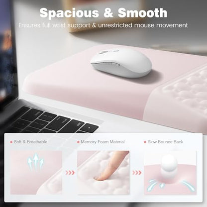 Ospelelf Mouse Pad with Wrist Rest Ergonomic Comfortable Pain Relief Mousepad Wrist Support for Computer Solid Pink - color: Solid Pink