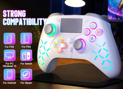 Gamrombo Gaming Controller for PlayStation 5 / PS5, PS4/PS3/PC/Switch/Steam Deck/Mac/Android/iOS with RGB LED Lights, Hall Triggers, Hall Joysticks, Marco, Audio Jack - Need to upgrade