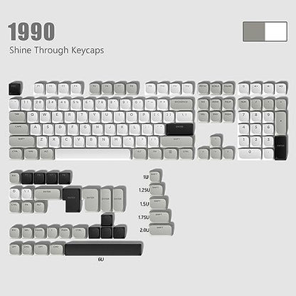 Womier Low Profile Keycaps - Shine Through Keycaps 60 65 75 100 Percent | Keyboard Key caps PBT Full Size for Cherry Gateron MX Switches Mechanical Keyboard, Grey/White - color: Grey
