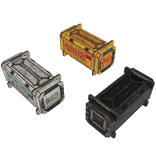 TinkerTurf Sci-Fi Terrain: Cargo Containers 3 Add-On, 3 Containers Included, Neutral Theme, Modeular Design, Easy Storage, Virtually Limitless Setups - style: Series 3 -Neutral