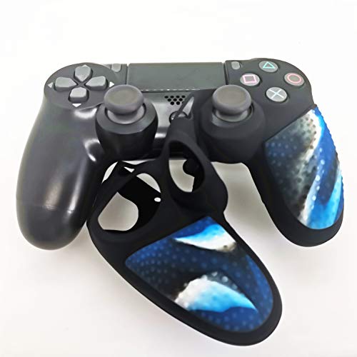 Silicone Skin Cover for Ps4 Slim/Pro DualShock Controller(1pc Anti-Slip Case, 1 Pair L2 R2 Trigger Extender, 4pcs Thumb Grips,4pcs LED Light Bar Protector Decal)(Double Blue granular) - color: Double Blue granular