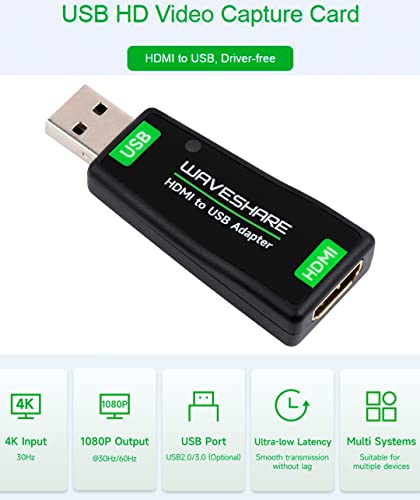 HDMI Video Capture Card, HDMI to USB Converter Adapter, Driver-Free,4K Input HD1080P USB2.0 (1920 * 1080@30Hz) Output for Gaming/Live Streaming/Cameras, Support Windows, Linux, Android - color: HDMI to USB2.0