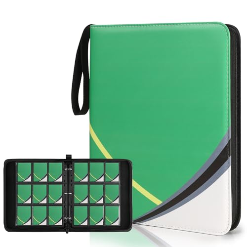 9 Pocket Card Binder for Pokemon Card, 720 Pockets Card Binder Holder with 40 Removable Sleeves, 3-Ring Zip Design Trading Card Albums for MTG/TCG/Sport Collectible Gifts for Boys and Girls (Green) - color: GREEN