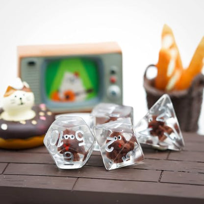 Cusdie 7-Die DND Dice, Polyhedral Dice Set Filled with Animal, for Role Playing Game D&D Dice (Tedy Dog) - color: Tedy Dog