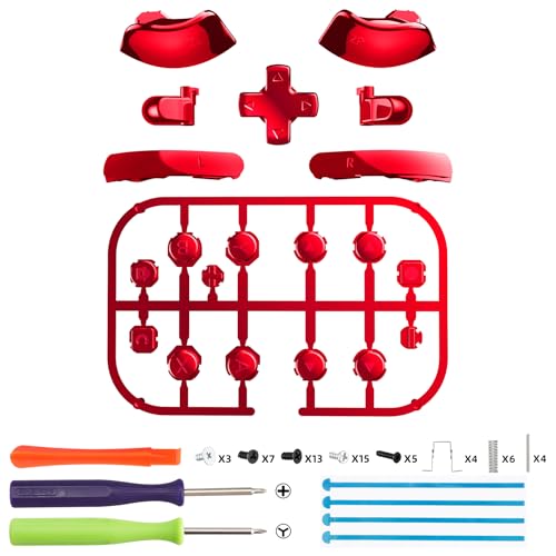 eXtremeRate DIY Replacement Full Set Buttons for Joycon 2, Custom ABXY Direction Keys Dpad + - C Home Capture Release L R ZR ZL Trigger Buttons for Nintendo Switch 2 Controller - Chrome Red - color: Chrome Red