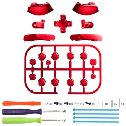 eXtremeRate DIY Replacement Full Set Buttons for Joycon 2, Custom ABXY Direction Keys Dpad + - C Home Capture Release L R ZR ZL Trigger Buttons for Nintendo Switch 2 Controller - Chrome Red - color: Chrome Red