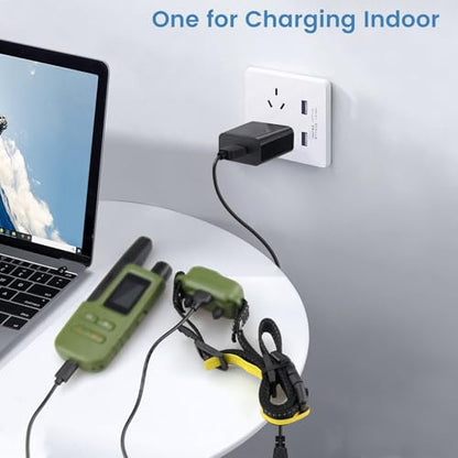 2-Pack Dog Training Collar Charger for Jugbow Shock Collar, 2-in-1 Magnetic and USB C Charging Cable with Power Adapter - size: 3 ft cable with adapter