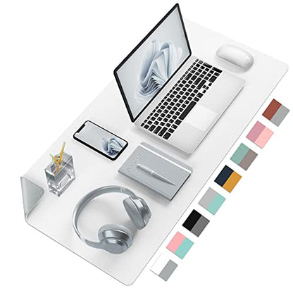 Aothia Double-Sided PU Leather Desk Pad - Non-Slip Large Mouse Pad & Desk Mat for Office, Home - Waterproof, Easy to Clean, Durable Dual-Sided Surface (31.5" x 15.7", White) - color: White, size: 31.5" x 15.7"