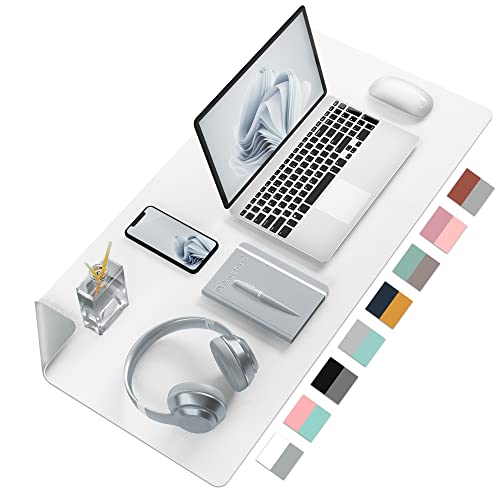 Aothia Double-Sided PU Leather Desk Pad - Non-Slip Large Mouse Pad & Desk Mat for Office, Home - Waterproof, Easy to Clean, Durable Dual-Sided Surface (31.5" x 15.7", White) - color: White, size: 31.5" x 15.7"