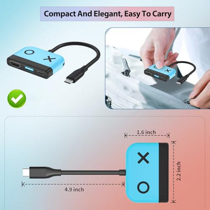Switch Dock for Nintendo Switch 2,Portable TV Docking Station Replacement with 4K/60HZ HDMI TV USB 3.0 Port and USB C Charging,Compatible with Nintendo Switch 1/2/OLED Steam Deck - color: Blue