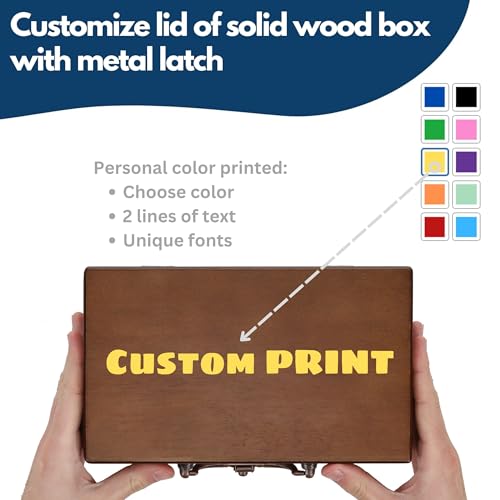 WE Games Custom Color Text Print Double 6 Dominoes in Wooden Treasure Box, Dominoes Set for Adults, Personalized Gifts - color: Walnut