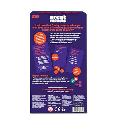 Card Game - Great Minds, Hilarious Mind-Matching Party Game for Teens, Adults & Families, Perfect for Parties, Gamenights, Trips & Get-Togethers, Gifts for Game Lovers, 4-8 Players