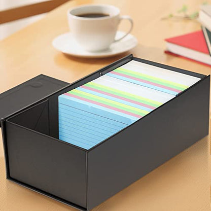 Harhana 3x5 Index Card Holder Card File Box Organizer, Hold 1200 3x5-Inch Flash Cards 1 Pack Black - color: Black