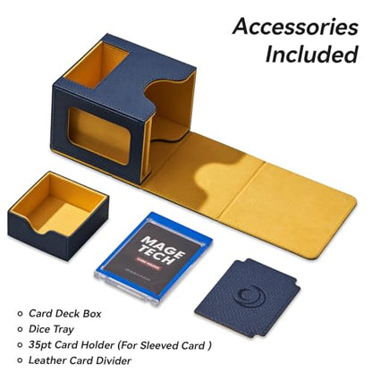 Card Deck Box for MTG Commander - Patented Design, Commander Display, Fits 100 Double-Sleeved Cards, 35pt Card Brick & Dice Tray - Blue/Yellow - color: 8. Vault (Blue/Yellow)