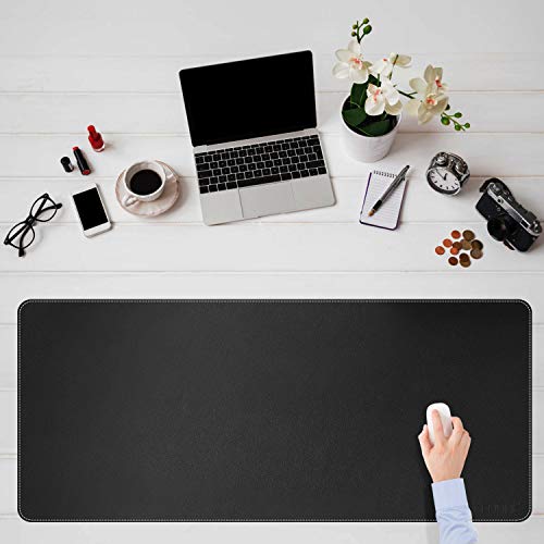 CENNBIE Leather Desk Mat, Extra Large Desk pad, Desk mats on top of desks, 51.2" x 23.6" XXXL Large Mouse Pad for Office and Home (Black) - color: Black, size: 24" x 51"