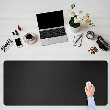 CENNBIE Leather Desk Mat, Extra Large Desk pad, Desk mats on top of desks, 51.2" x 23.6" XXXL Large Mouse Pad for Office and Home (Black) - color: Black, size: 24" x 51"