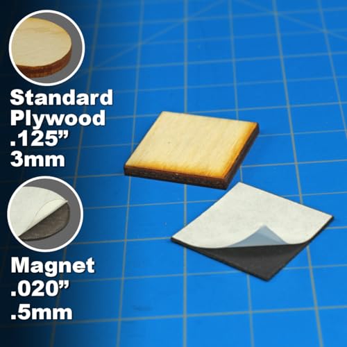 LITKO 25mm Square Ready-Base Kit | Compatible w/Old World | Base + Magnet | Twenty 3mm plywood bases + magnets | Magnetize minis for storage & steel trays | Infantry - style: 25mm Square