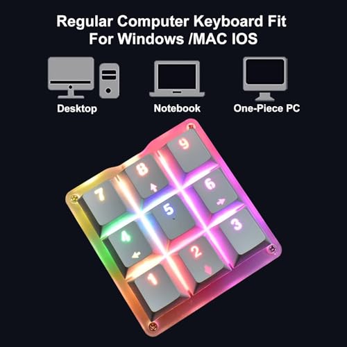 Macro Keyboard Mechanical Numpad One Handed Gaming 24 Macro Programmable Setting Keypad 9-Keys Number Pad Keyboard Electric Contest Game RGB Backlit Gaming Keyboard for Red Switch White Keycaps - style: Red Switch/RGB/White