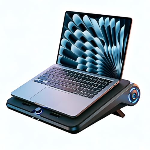 Cooling Pad for MacBook Air Pro 14 15 16 17 Inch Laptop, Semiconductor Cooler with Integrated Roller Fan, 5 Height Adjustment Ergonomic Design, Low Noise Quiet Operation for Mac Notebook (black) - color: Black