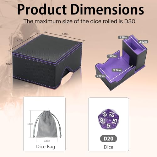 Dice Tower and Tray,Foldable Portable Dice Rolling Tower,Dice Roller Accessory for Dungeons and Dragons,Classic Board Games,RPG Games,and Tabletop Games Black/Violet - color: Black/Violet