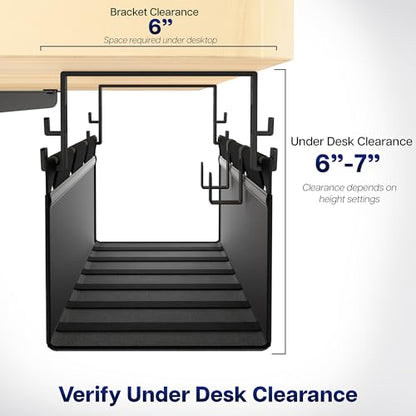 VIVO Screw-on Under Desk 31 inch Fabric Cable Management Tray, Wire Concealer, Power Strip Storage, Workspace Organization, Easy Fold Down Access, Black, DESK-AC31F-S - size: 31"