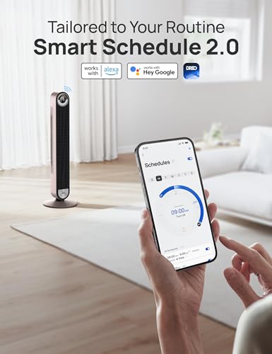DREO Smart Tower Fan for Bedroom, 90° Oscillating Standing Fan | 28ft/s Velocity, 20dB Quiet for Sleep, DC Motor, 9 Speeds, 4 Modes, 12H Timer, Voice & APP & Remote Control, Starlight - color: Starlight