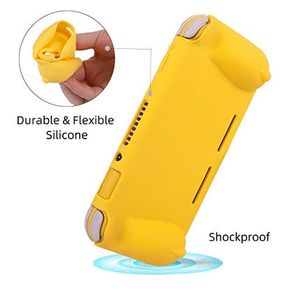 Silicone Protective Case for Nintendo Switch Lite, Soft Grip Case Cover with Comfort Ergonomic Handles for Nintendo Switch Lite 2019 [Self Stand][4 Thumb Stick Caps] (Yellow) - color: 실리콘-옐로우