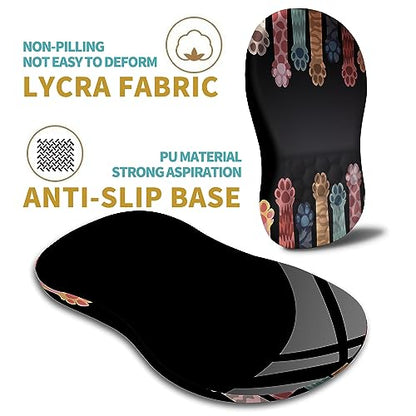 Hokafenle Ergonomic Mouse Pad Wrist Support with Massage Design, Wrist Rest Pain Relief Mousepad with Memory Foam&Non-Slip PU Base, Mouse Pads for Wireless Mouse & Desk (12x8 inch,Paw) - color: HK023-Paw