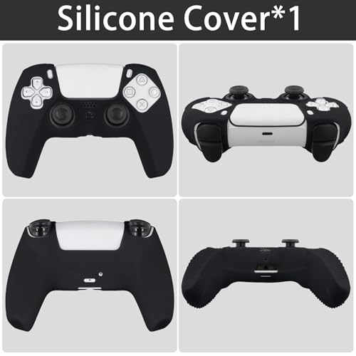 Baval Silicone Cover for Playstation 5 PS5 DualSense Wireless Controller | Scratch-resistant, Easy install, Silicone Construction, Portable Carrying Silicone Cover, Blacke Silicone Cover - color: Black Silicone Cover