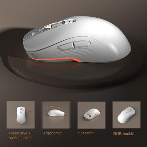 MageGee V990 Creamy Wireless Keyboard and Mouse Combo, 99 Keys RGB Backlit Rechargeable Quiet Gaming Keyboard, Adjustable Optical Mouse, with Number Pad, Keyboards Set for Desktop, Laptop, PC(White) - color: White