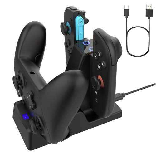 Controller Charger for Nintendo Switch 2 Pro/Joycon, Switch 2 Pro Charging Dock for Joy-Cons, 3 in 1 Charger for Joy-con 2 with LED Indicator and Charger Cable