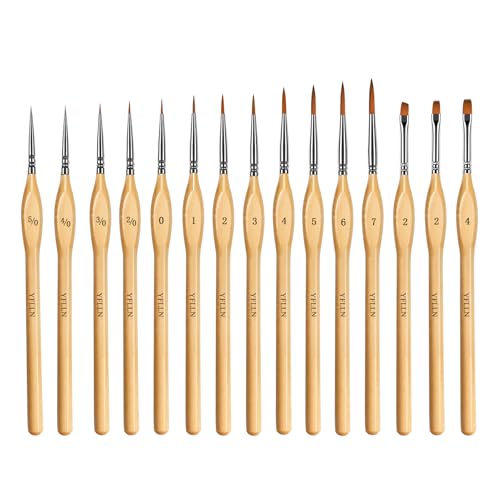 Miniature Paint Brushes, 15PCS Model Brushes Detail Paint Brush Set, Fine Detailing for Watercolor, Oil, Face, Acrylic, Nail, Line Drawing, Scale Model Painting - size: 15PCS