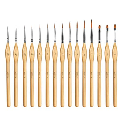 Miniature Paint Brushes, 15PCS Model Brushes Detail Paint Brush Set, Fine Detailing for Watercolor, Oil, Face, Acrylic, Nail, Line Drawing, Scale Model Painting - size: 15PCS