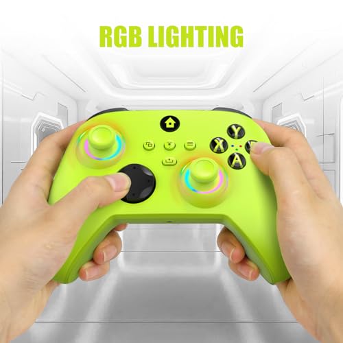 W&O Wireless Controller Compatible With Xbox One, Xbox Series X/S, Xbox One X/S, PC, With RGB LED Light, Mappable Buttons, 3.5mm Headphone Jack, With 2.4GHZ Wireless Adapter Gamepad - color: Electric Volt