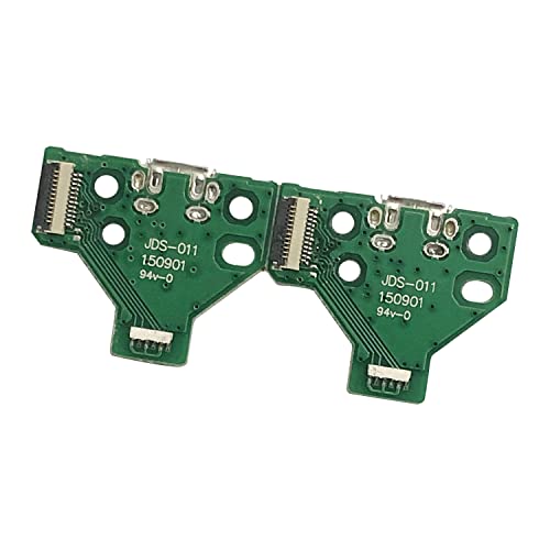 FainWan 2pcs J-D-S-011 Replacement Charging Port Assembly 12 Pin for PS4 DualShock 4, Micro USB Adaptor Charger Socket Board Connector Module for PlayStation DS4 Controller, Flex Cable
