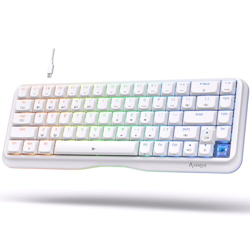KEMOVE 60% Gaming Mechanical Keyboard RGB Backlit,Ultra-Compact 68 Key Keyboard,White (White, Wired)