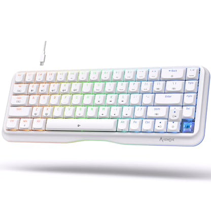 KEMOVE 60% Gaming Mechanical Keyboard RGB Backlit,Ultra-Compact 68 Key Keyboard,White (White, Wired)