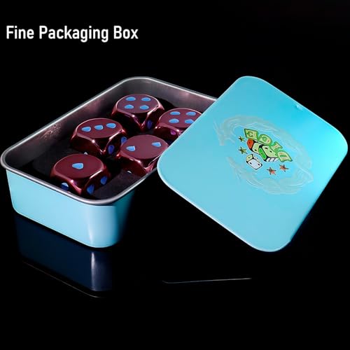 16mm Pink Metal Dice Set - 5-Piece Solid Iron Dice with Case, 6-Sided Metal Dice for Board Games, Poker Parties, Tabletop RPG, Geek Gifts - color: Pink