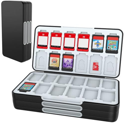 HEIYING Switch Game Card Case for Nintendo Switch 2(2025)/ OLED/Lite,Black Portable Travel Carry Case with 72 Game Card Slots and 24 Micro SD Cards Slots - color: Black