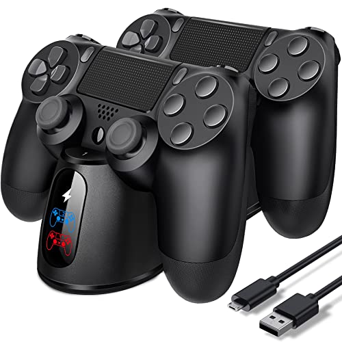 PS4 Controller Charger Dock Station with Charging Cable,1.8Hour Fast-Charging PS4 Controller Charger Station for PlayStation 4 Dualshock 4 Chargers - color: Black-Blue